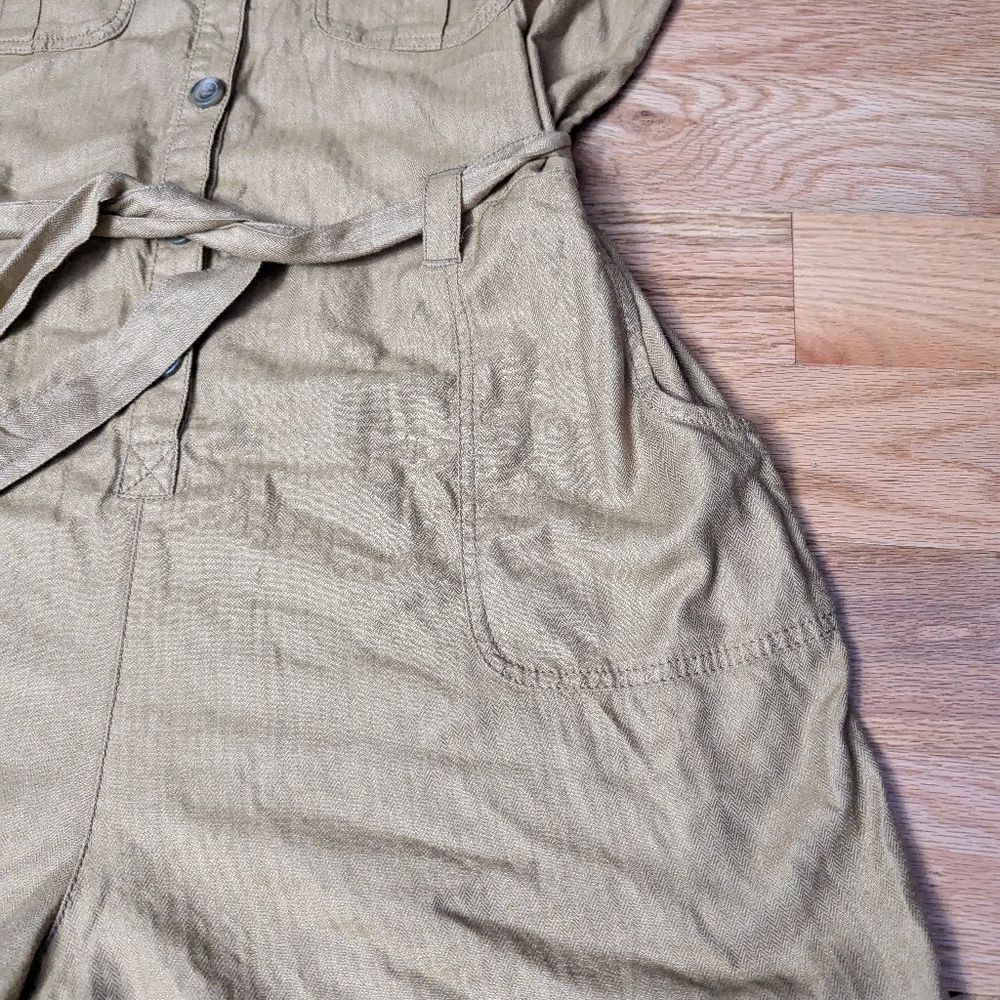 Utility Cargo Romper Sleeveless Jumpsuit Military Button-Up SO Tan Womens XL - Picture 6 of 14